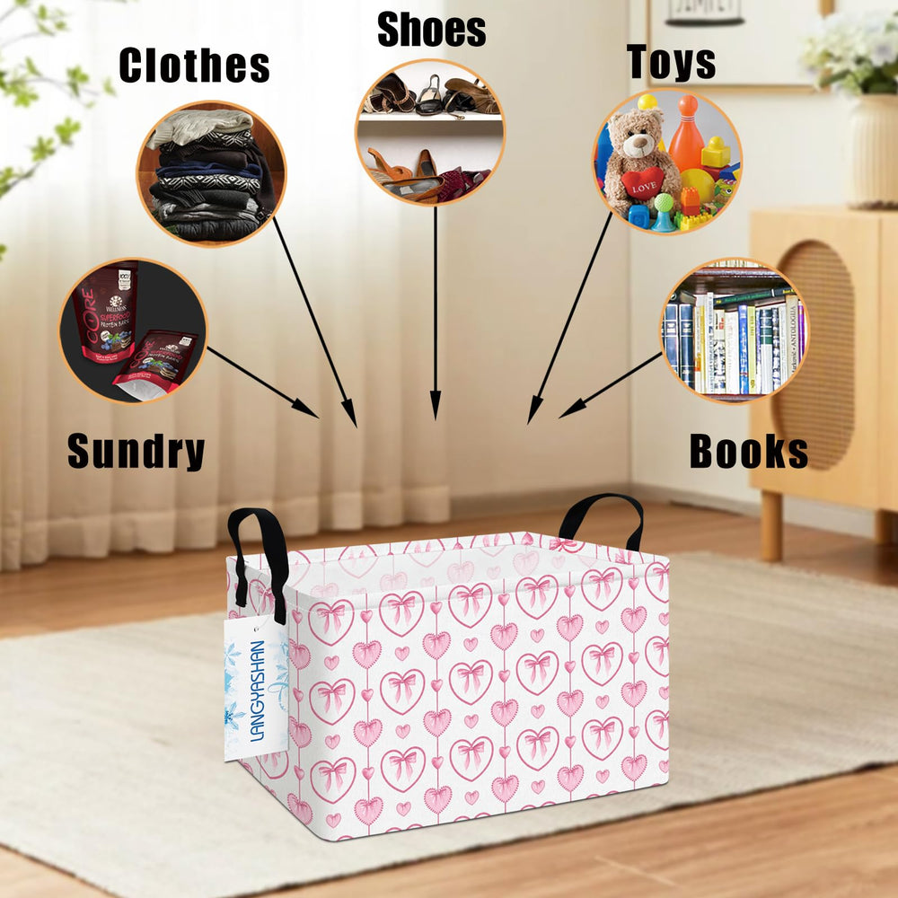 LANGYASHAN toy bin in a kids' room keeps plushies and books organized.