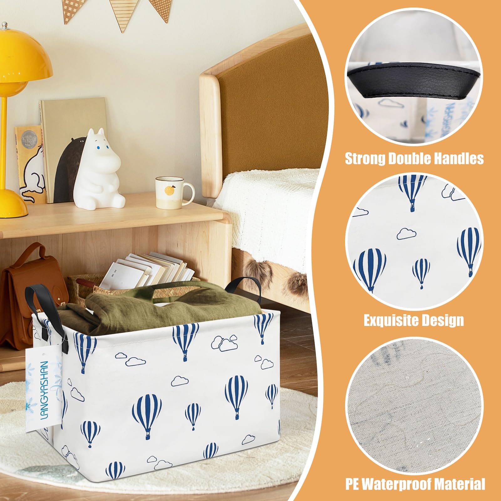 LANGYASHAN toy bin keeps kids' playtime essentials neatly organized in any room.