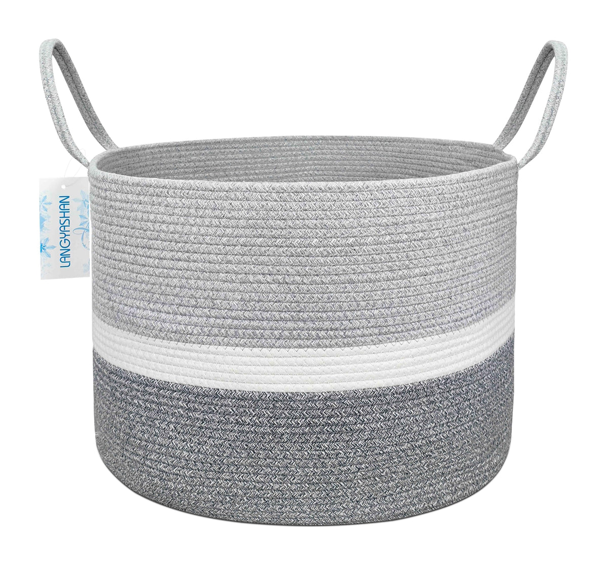LANGYASHAN XXXLarge woven rope basket for spacious toy storage and stylish decor.