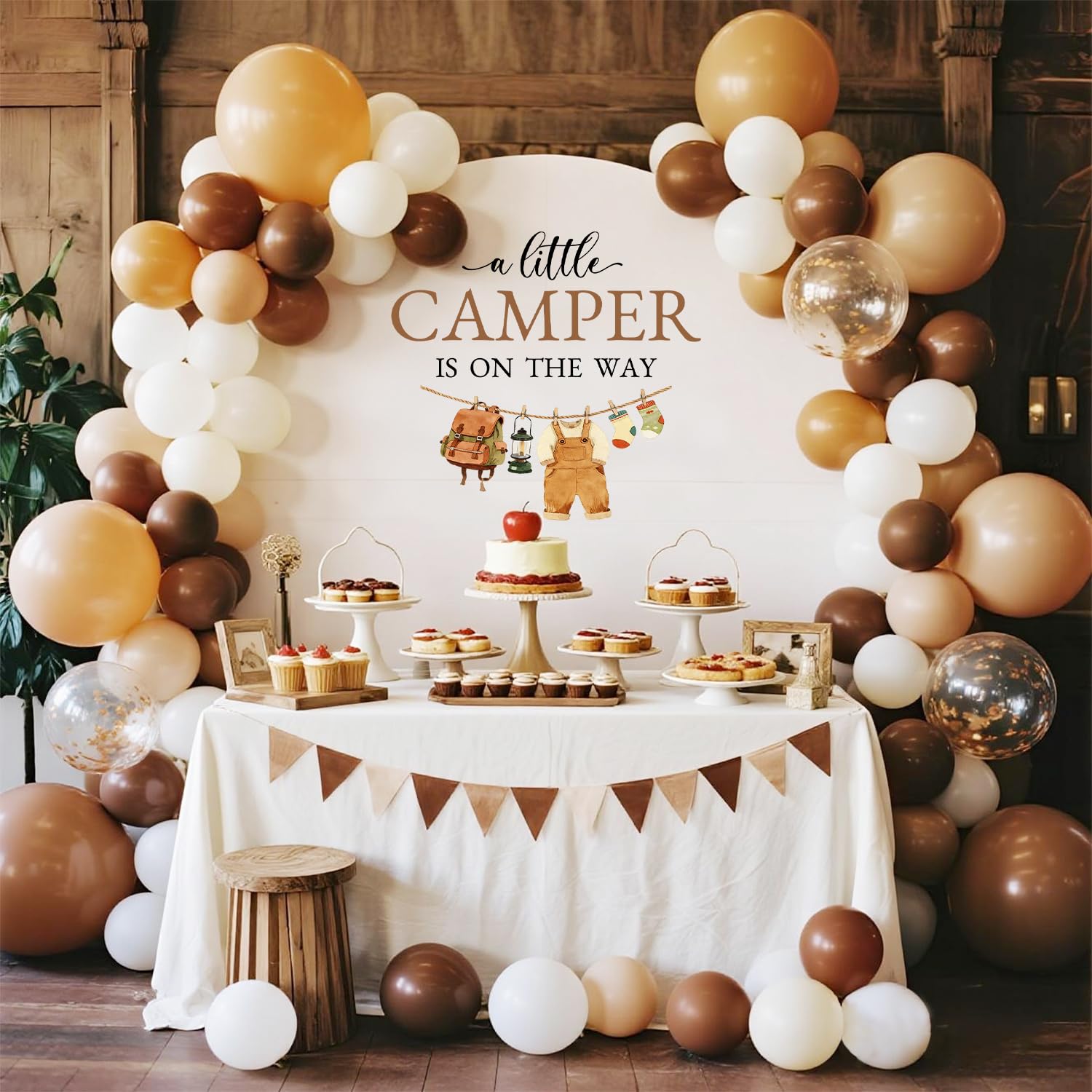 LANKBACK S'Mores baby shower decal adds festive photo backdrop to celebration.
