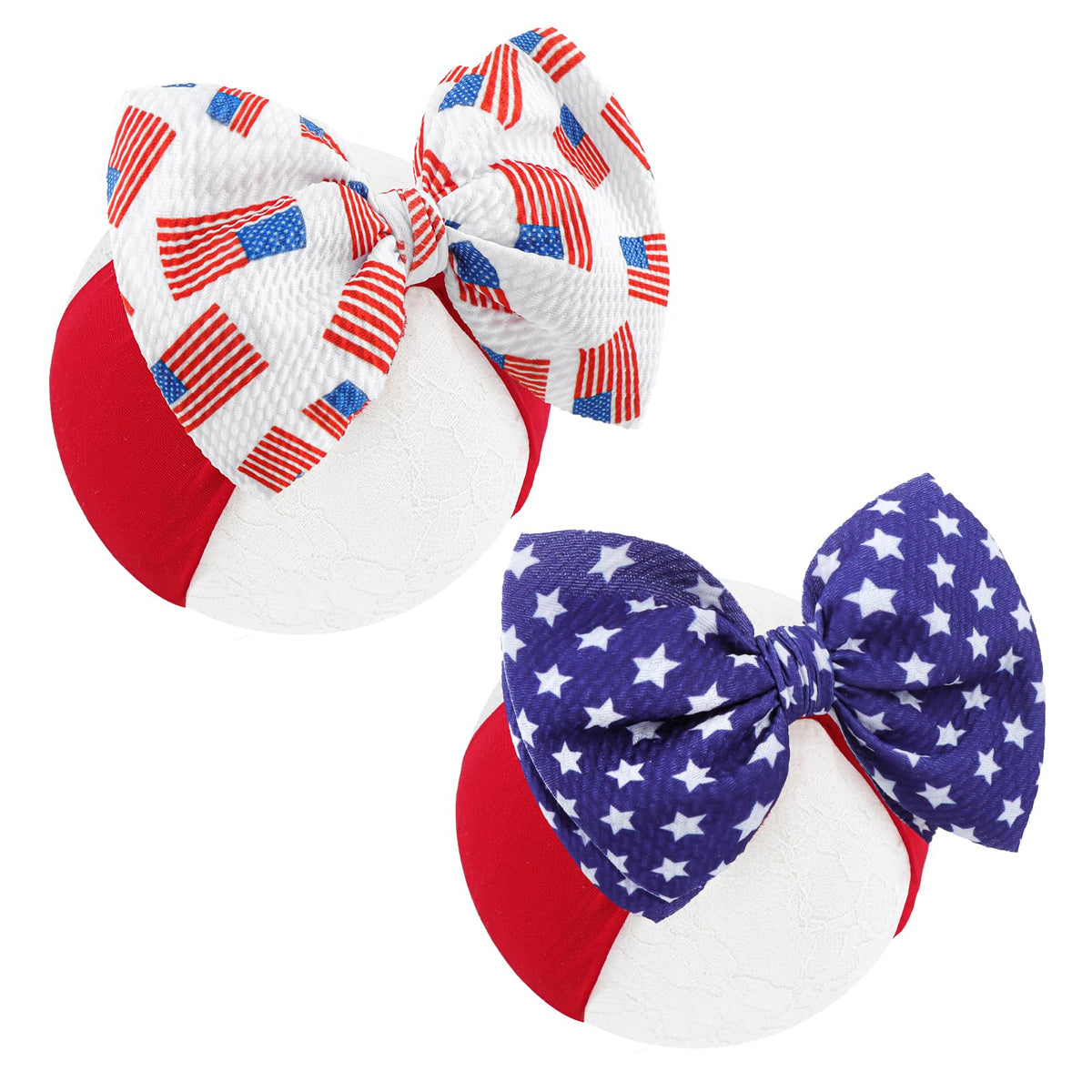 Lanmerry 4th of July bow with red, white, blue stars for festive styling.