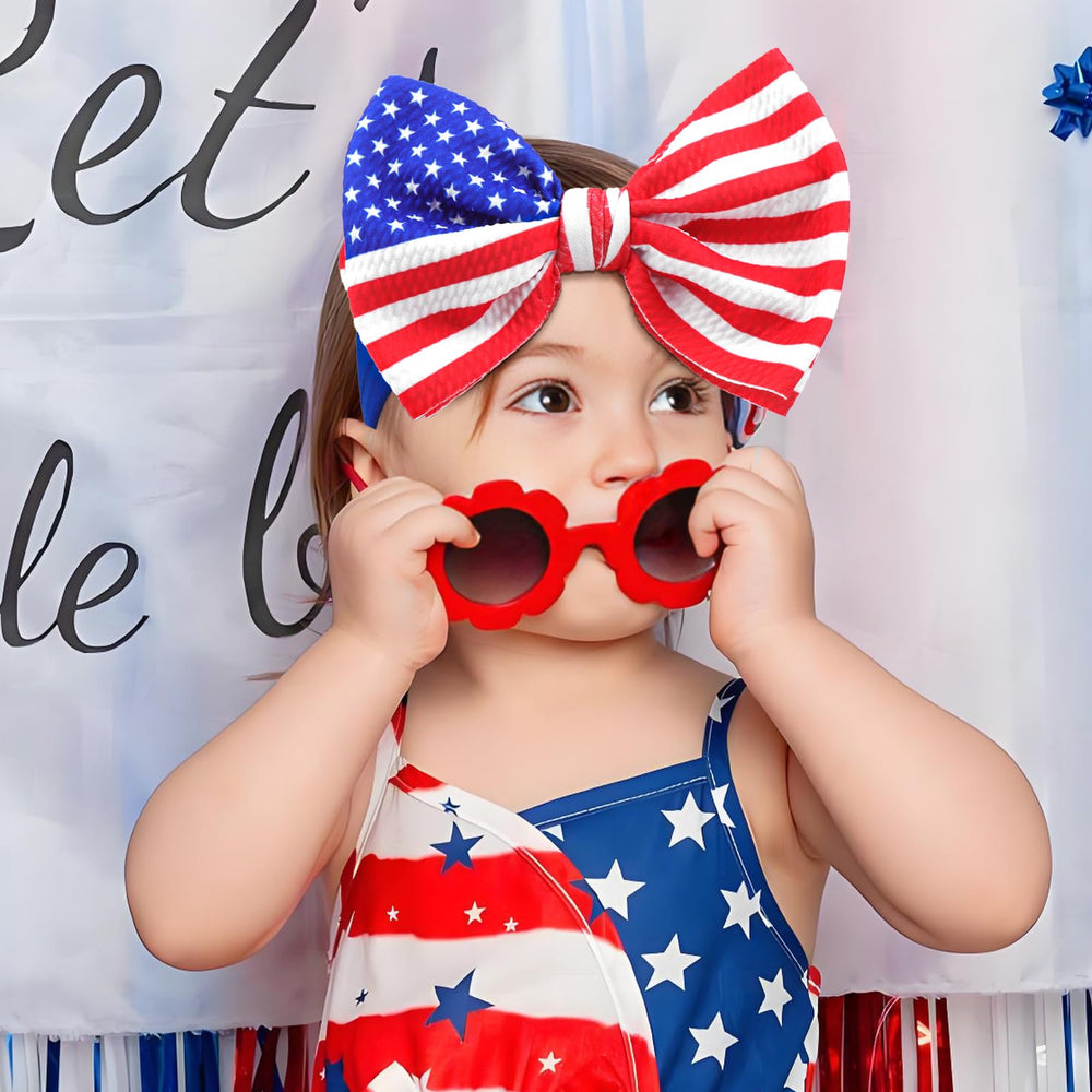 Lanmerry American flag bows for newborns with comfortable nylon fit