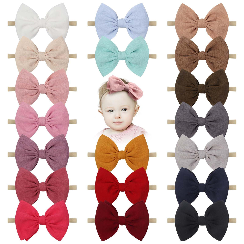 Lanmerry 4.5-inch baby bow headband in bright colors, soft nylon for daily wear.