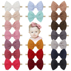 Lanmerry 4.5-inch baby bow headband in bright colors, soft nylon for daily wear.