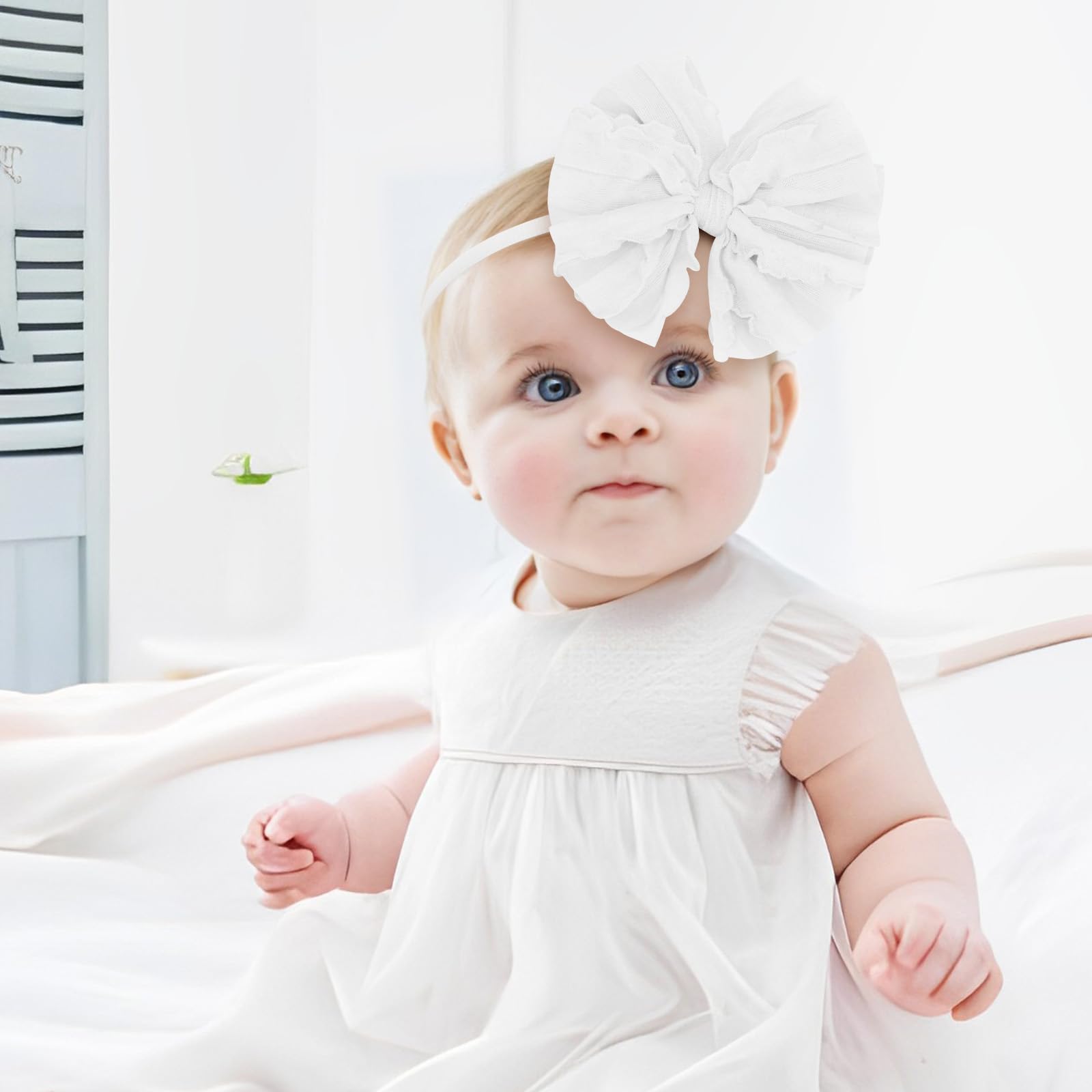 Lanmerry baby girls headbands light pink—gentle lace adds sweet charm