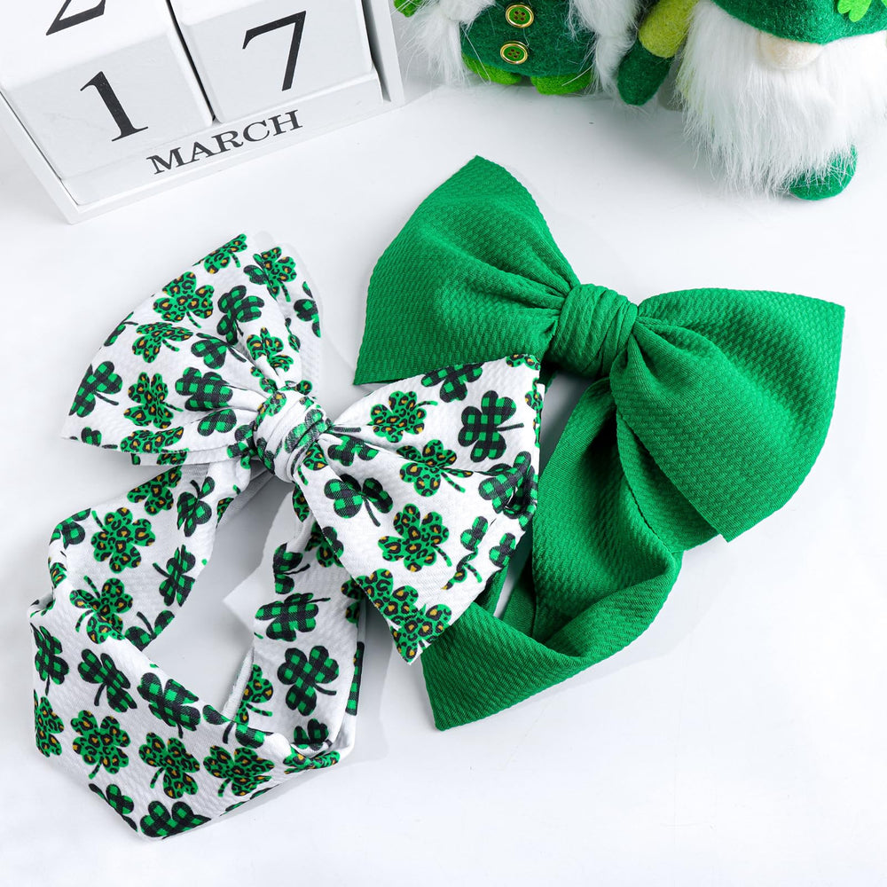 Lanmerry baby hair accessory duo, clover green, ideal for coordinating outfits