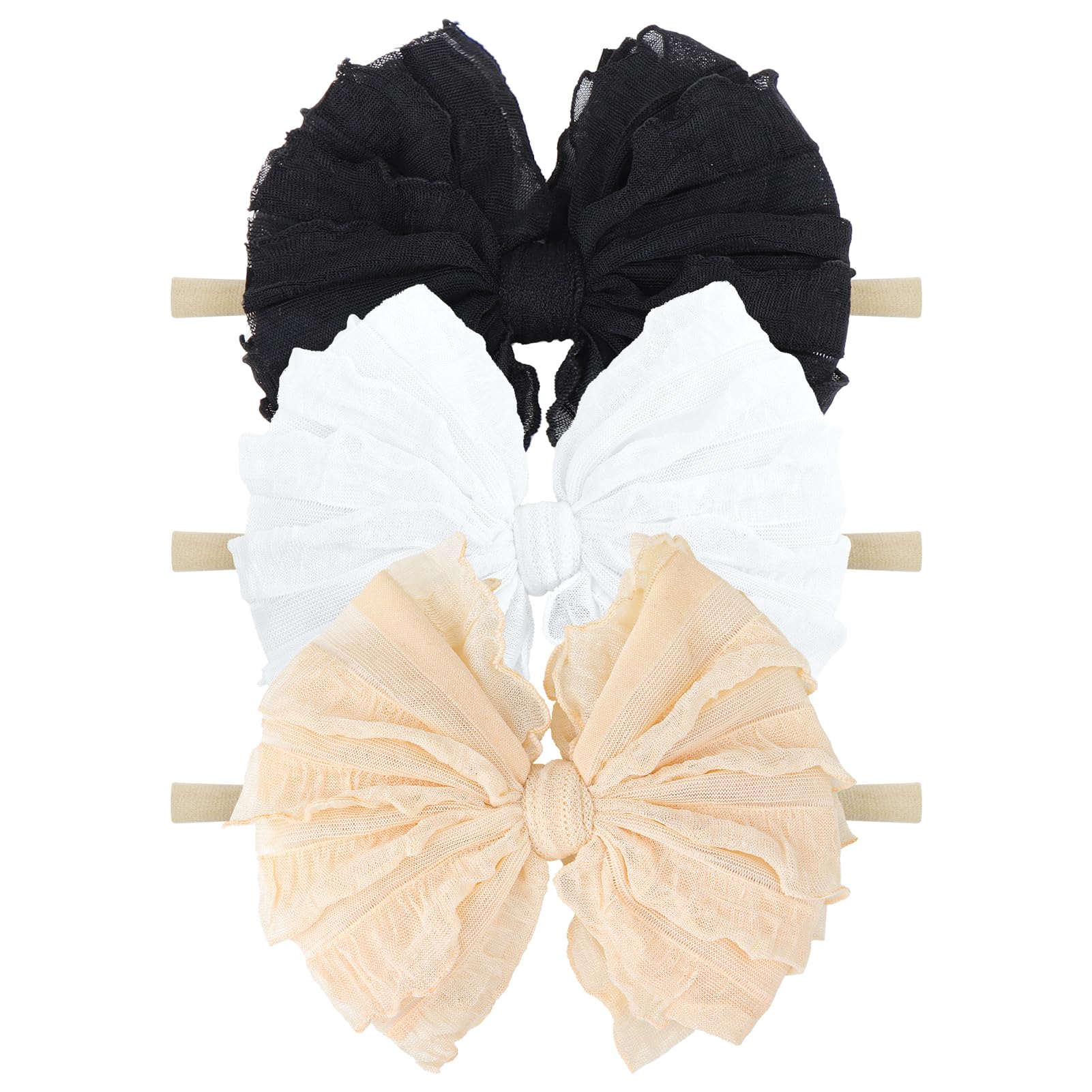 Lanmerry baby headband bows in black for gentle all-day wear.