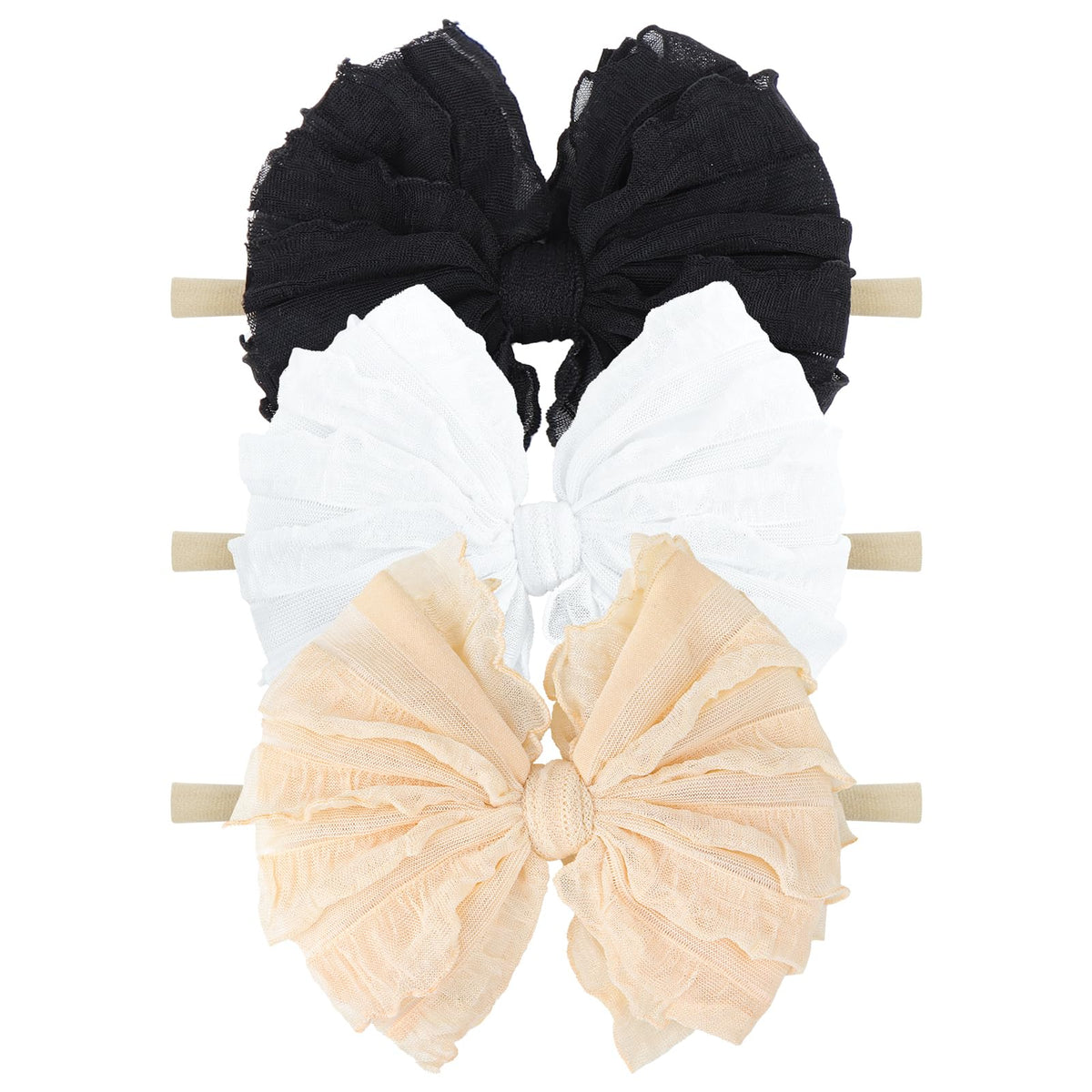 Lanmerry baby headband bows in black for gentle all-day wear.
