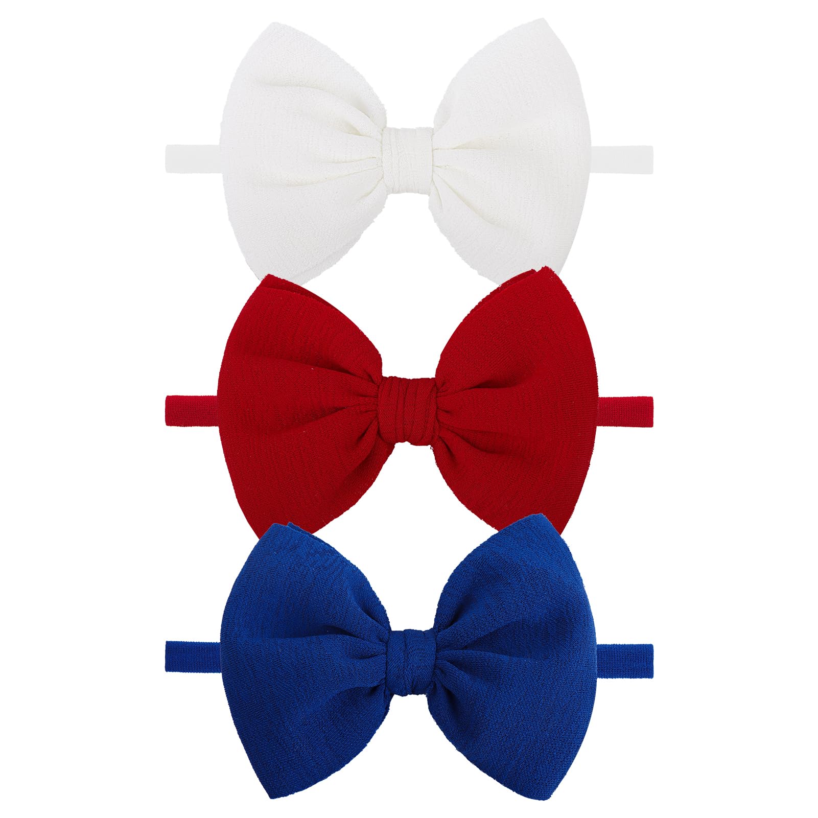 Lanmerry red headband bow for babies, perfect for festive July outfits.