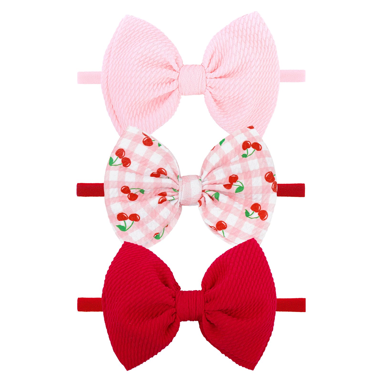 Lanmerry baby headband with pink bow for comfortable all-day wear