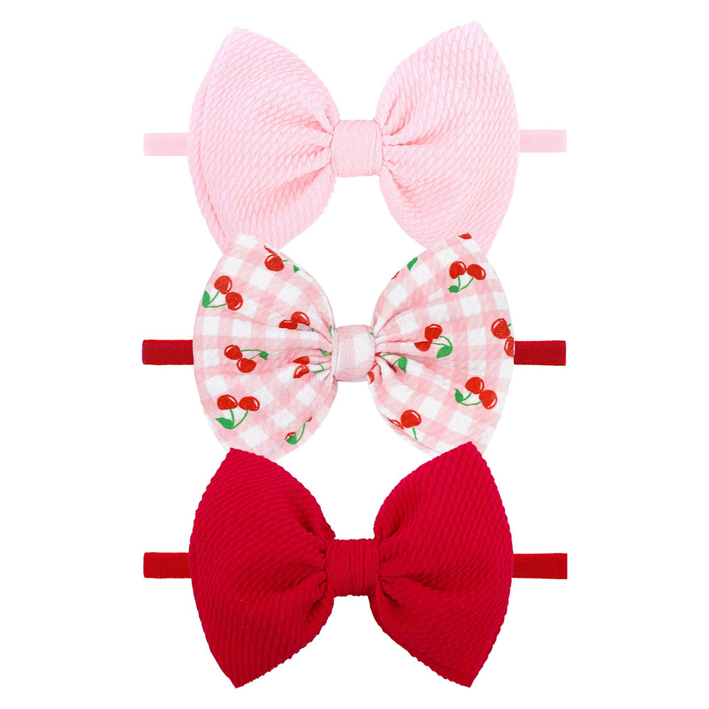 Lanmerry baby headband with pink bow for comfortable all-day wear