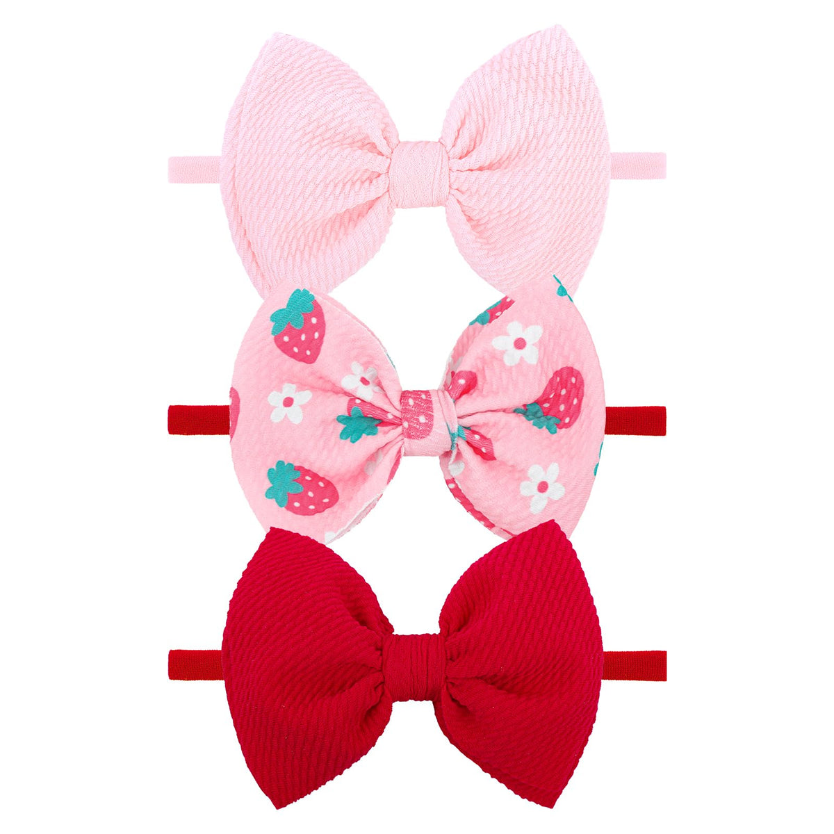 Lanmerry newborn-friendly headbands in pink bows offer soft, breathable comfort.