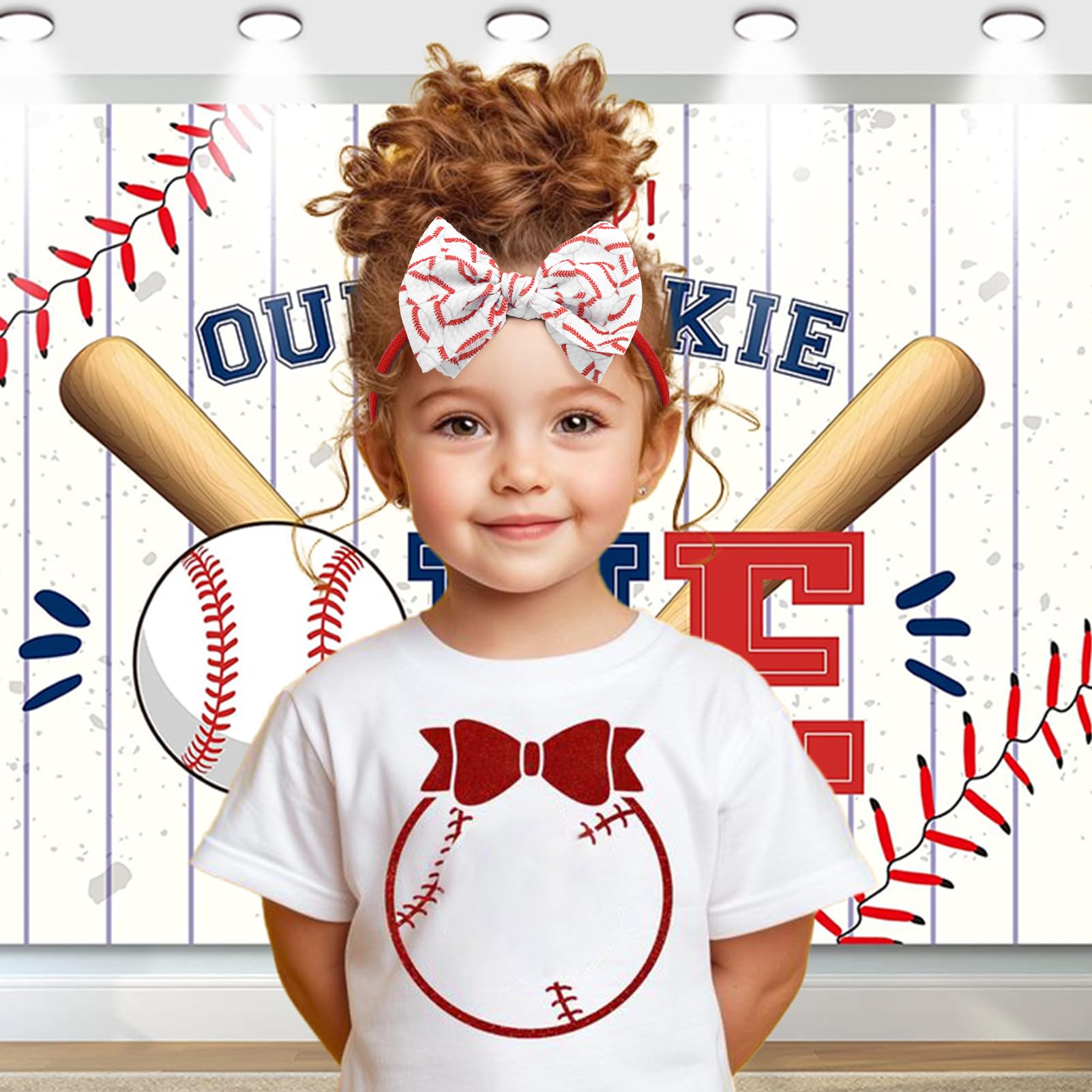Lanmerry baseball hair bows on a toddler for comfy sport-ready styling