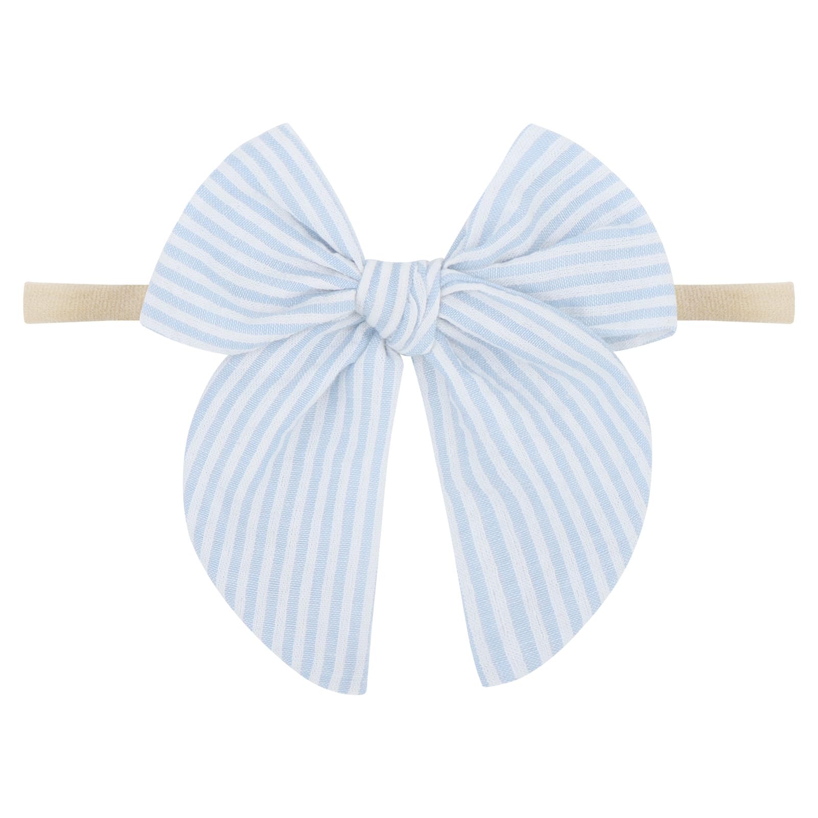 Lanmerry blue-white headband with bow, soft cotton texture for comfortable daily wear