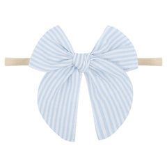 Lanmerry blue-white headband with bow, soft cotton texture for comfortable daily wear