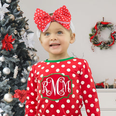 Lanmerry Christmas Day Headband in red for family photos.