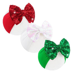 Lanmerry Christmas headbands with red sequin bows for festive outfits and photos.