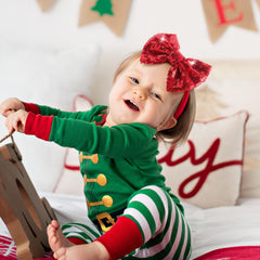 Lanmerry Christmas headbands with white sequin bows for bright holiday looks and smiles.