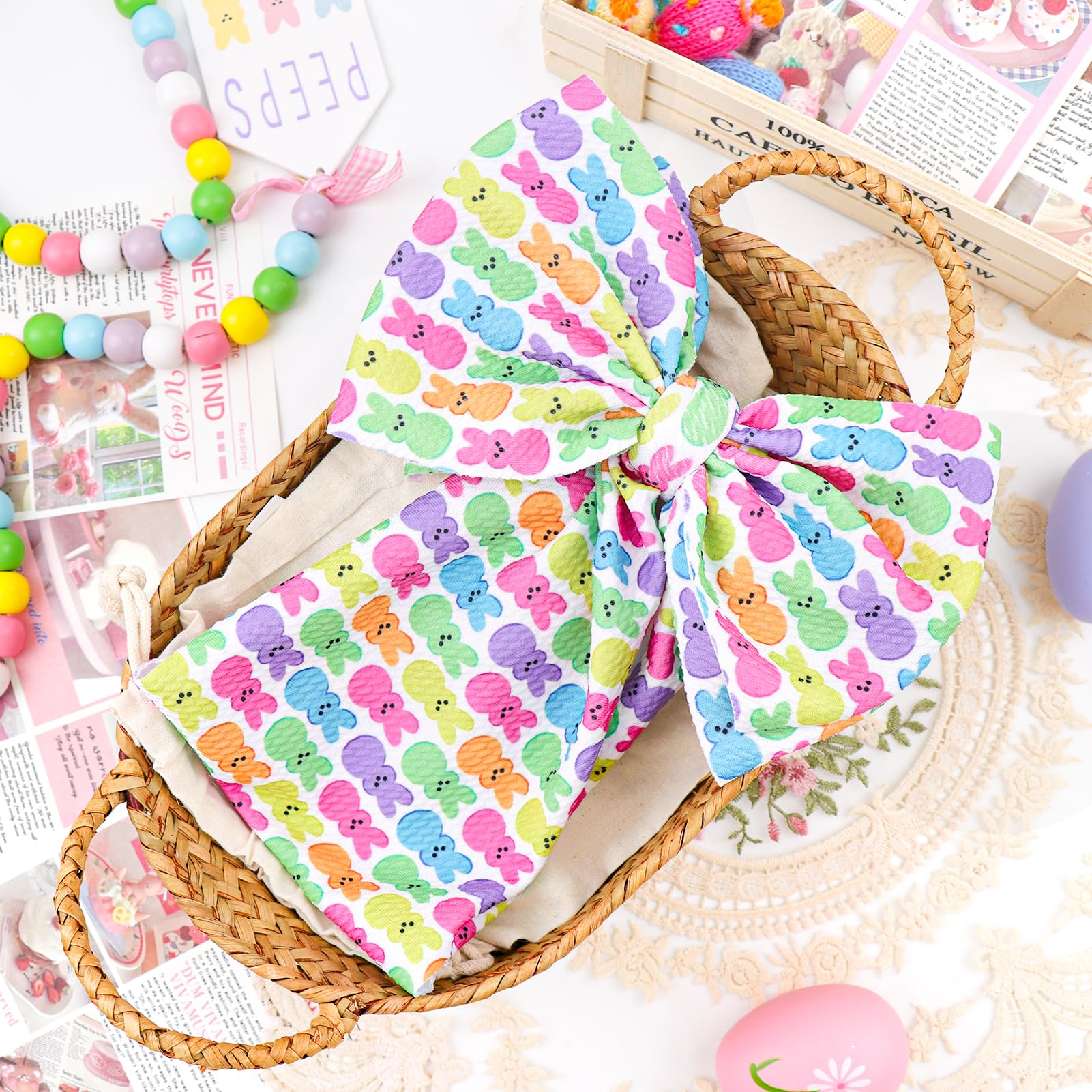Lanmerry Easter photo prop bow adds a charming focal point.