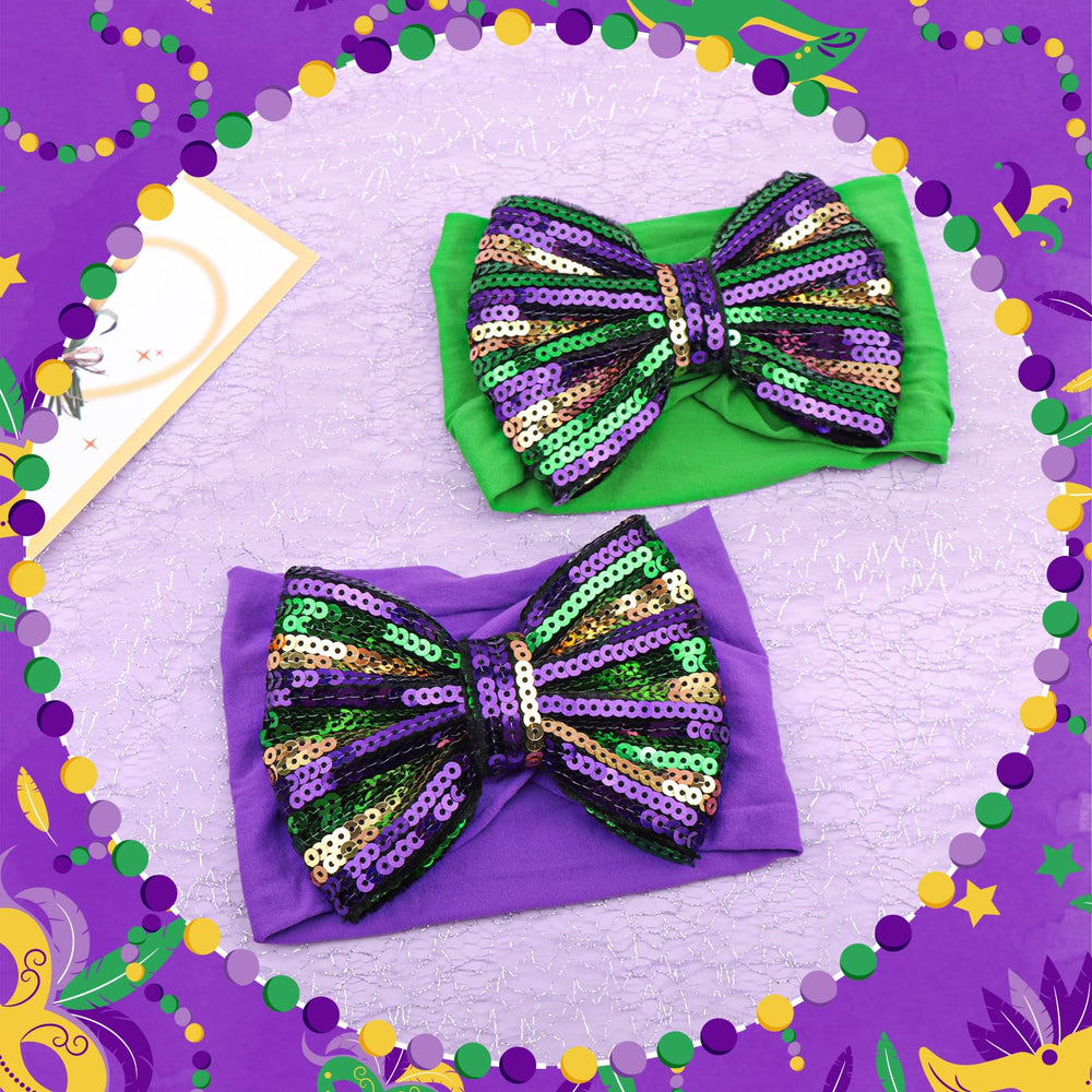 Lanmerry festive hair accessory bow complementing Mardi Gras ensembles