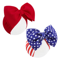Lanmerry 4th of July baby bows in red and blue with a large star bow for festive photos.