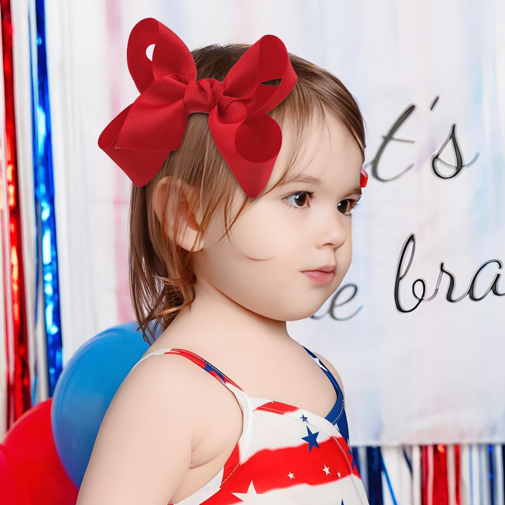 Lanmerry baby girl hair clip for Fourth of July, easy to secure tiny tresses.