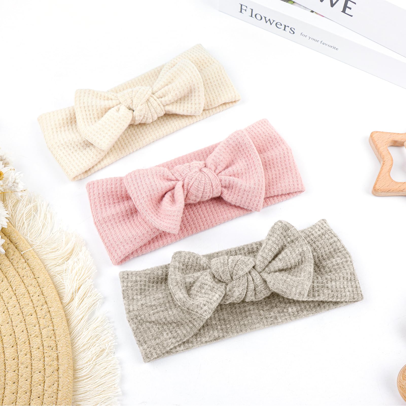 Lanmerry hairband bows 3-pack packaging, ready gift idea for baby showers and celebrations