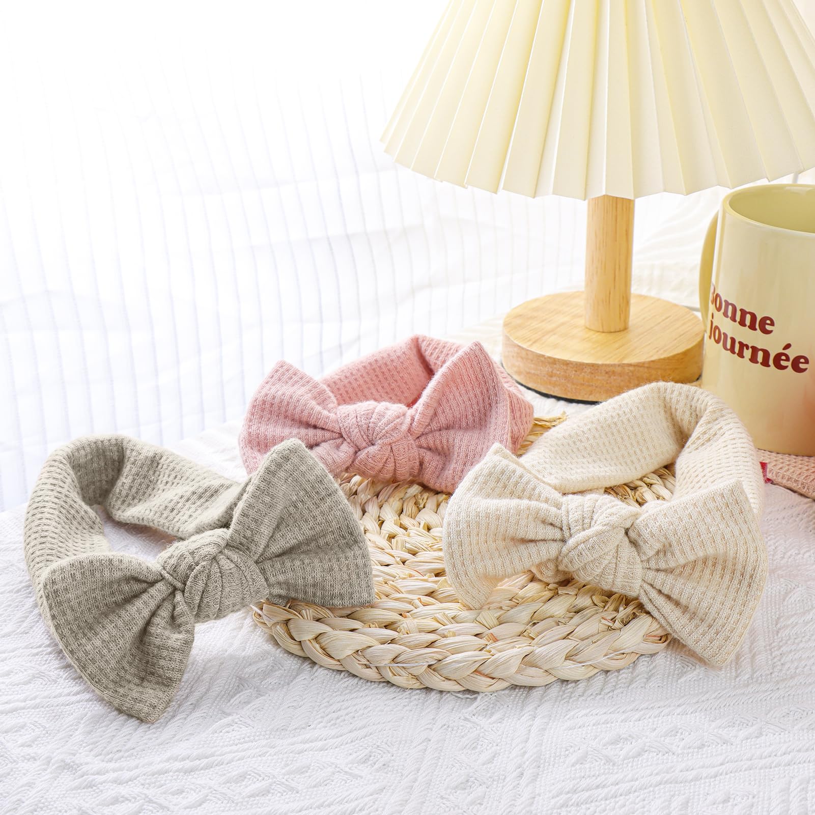 Lanmerry hairband bows light pink, side view, lightweight comfort for all-day wear