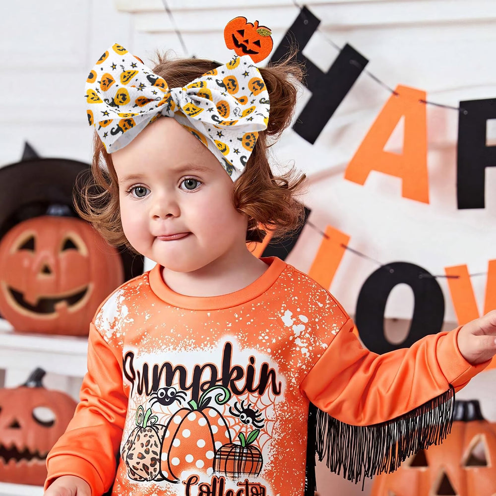 Lanmerry skull-pattern bow with stretchy nylon headband for toddlers