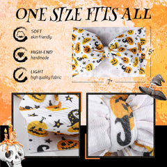 Lanmerry nylon headband with Halloween bows, one-size-fits-all for growing babies