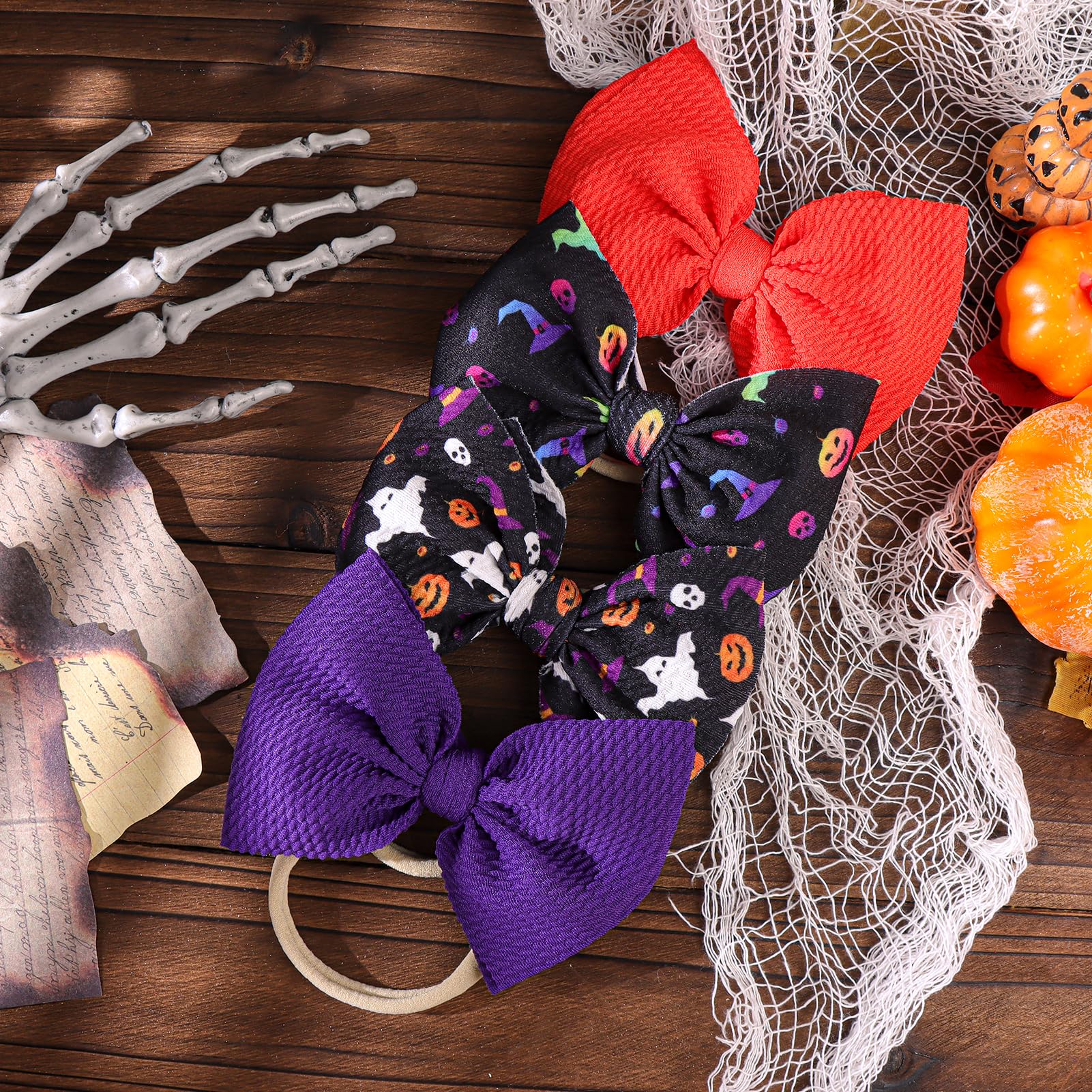 Lanmerry Halloween knot headband closeup, showcasing durable nylon band and soft finish