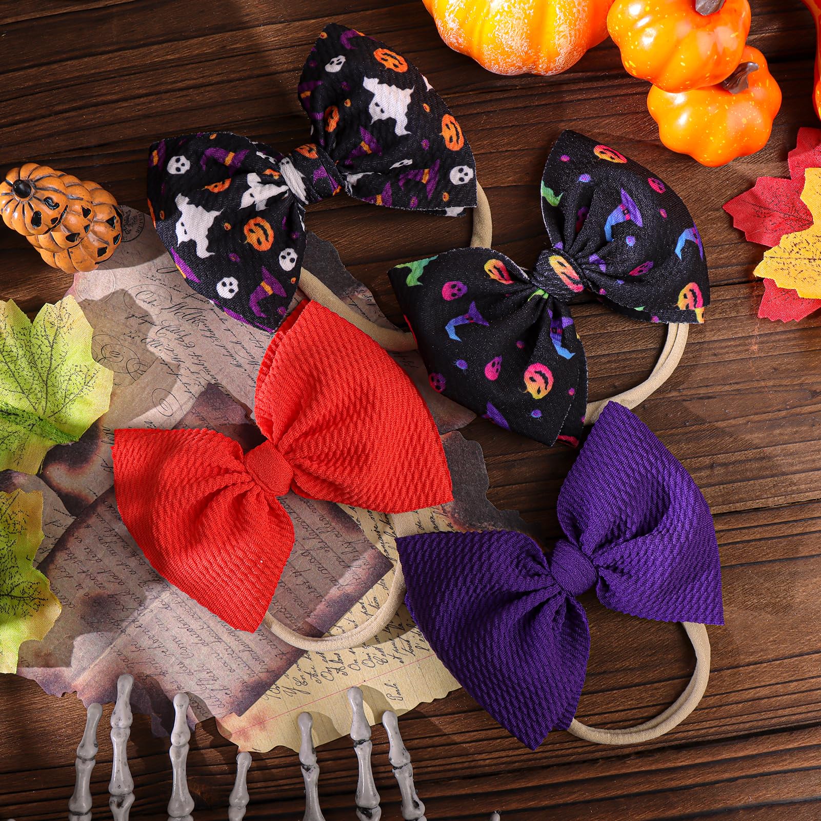 Lanamerry pumpkin bow headband in orange, cheerful styling for seasonal family photos