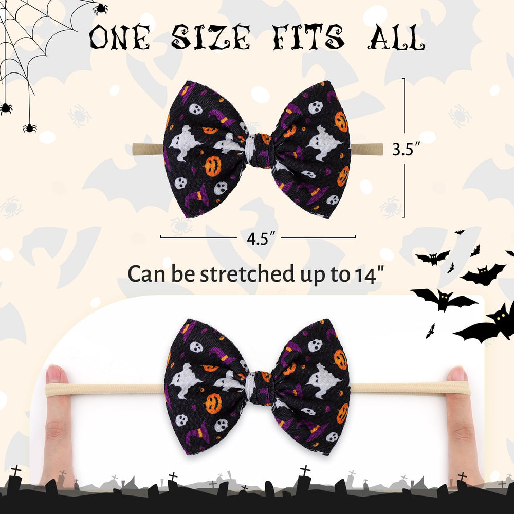 Lanmerry skull bow headband in orange, vibrant accessory for costume parties and cute snaps