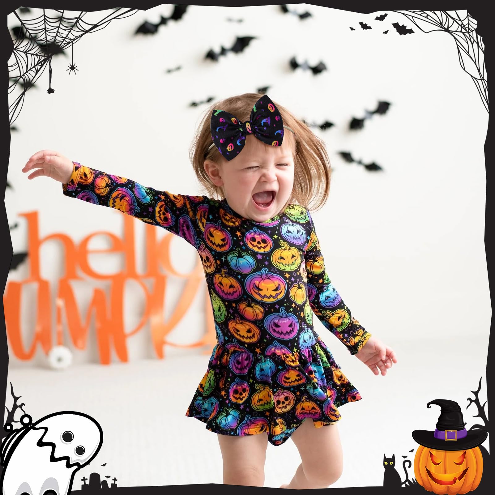 Lanmerry skull bow headband in purple, playful Halloween accessory for family photos and events