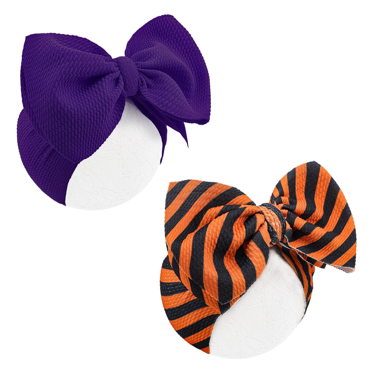 Lanmerry ghost-pattern Halloween bow on soft nylon headband, ideal for photos.