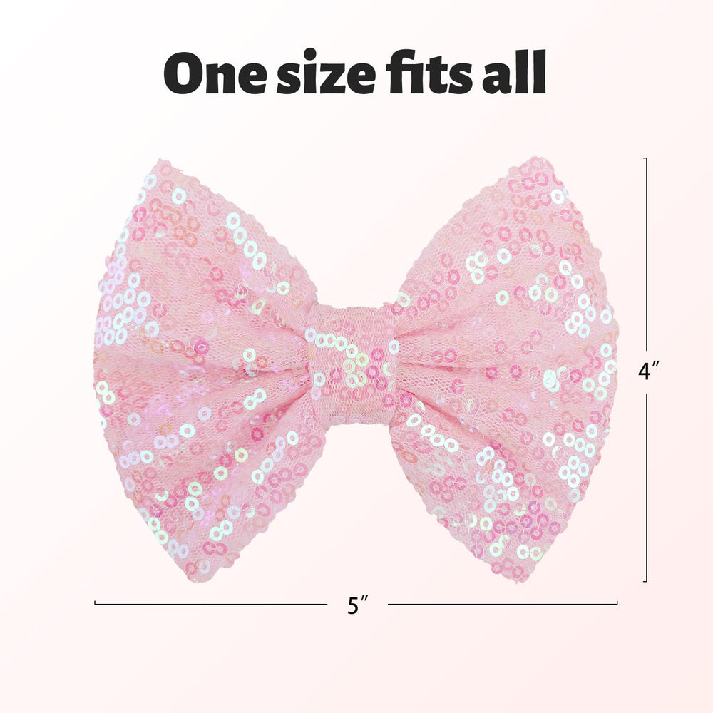 Lanmerry handmade sequin bow clip in pink for elegant sparkle