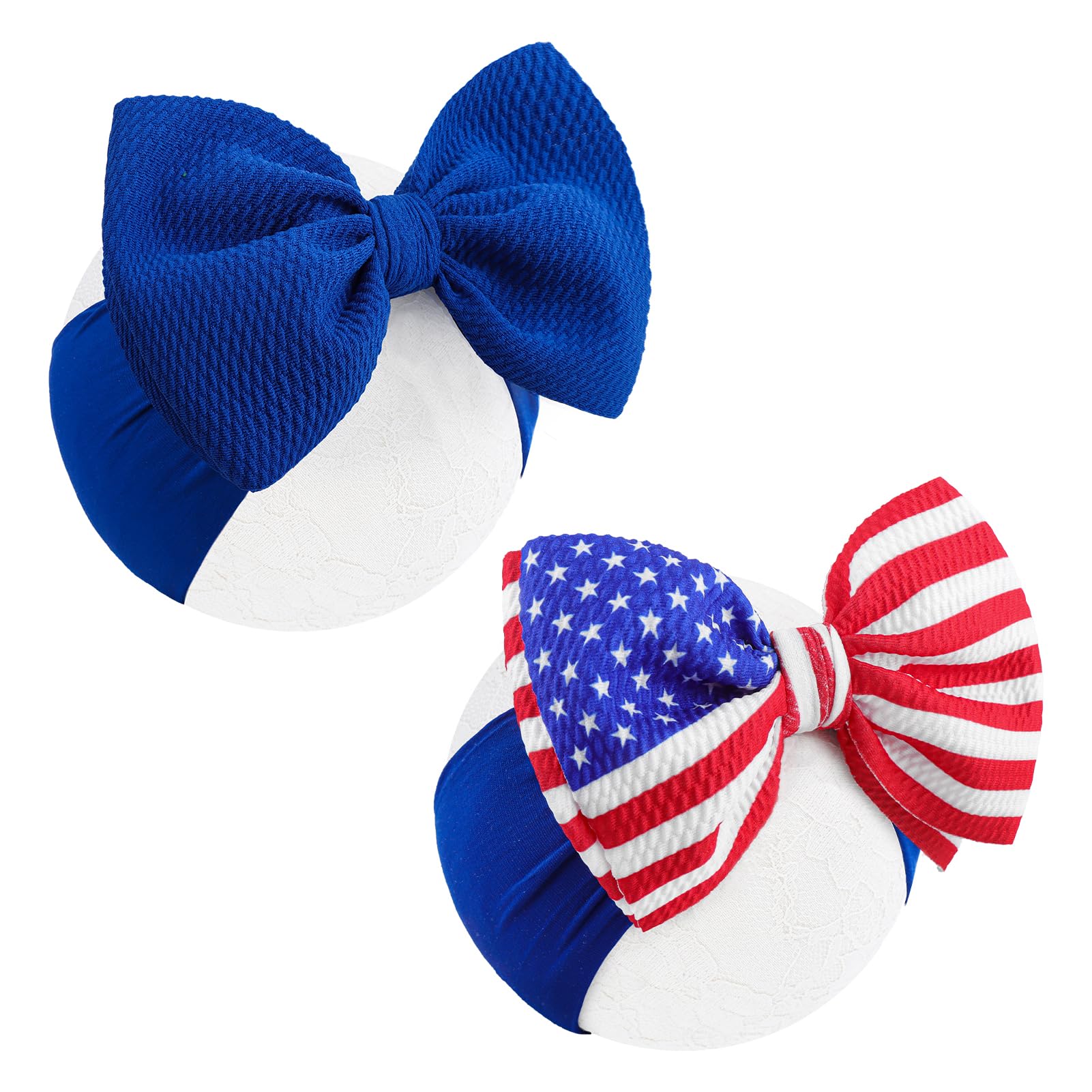 Lanmerry patriotic bows headband with flag design for Independence Day photos