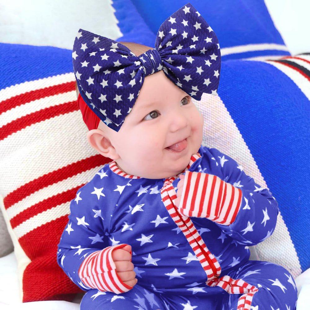 Lanmerry patriotic headband adds Americana charm to baby girl outfits.