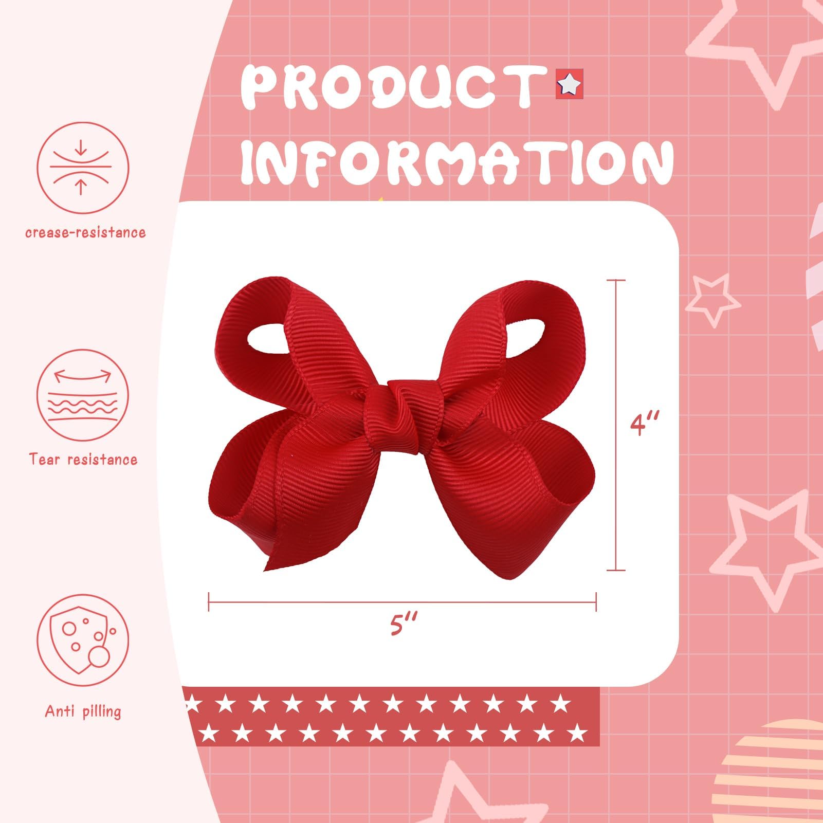 Lanmerry ribbon bowknot red hair accessory, adds classic charm to school outfits.