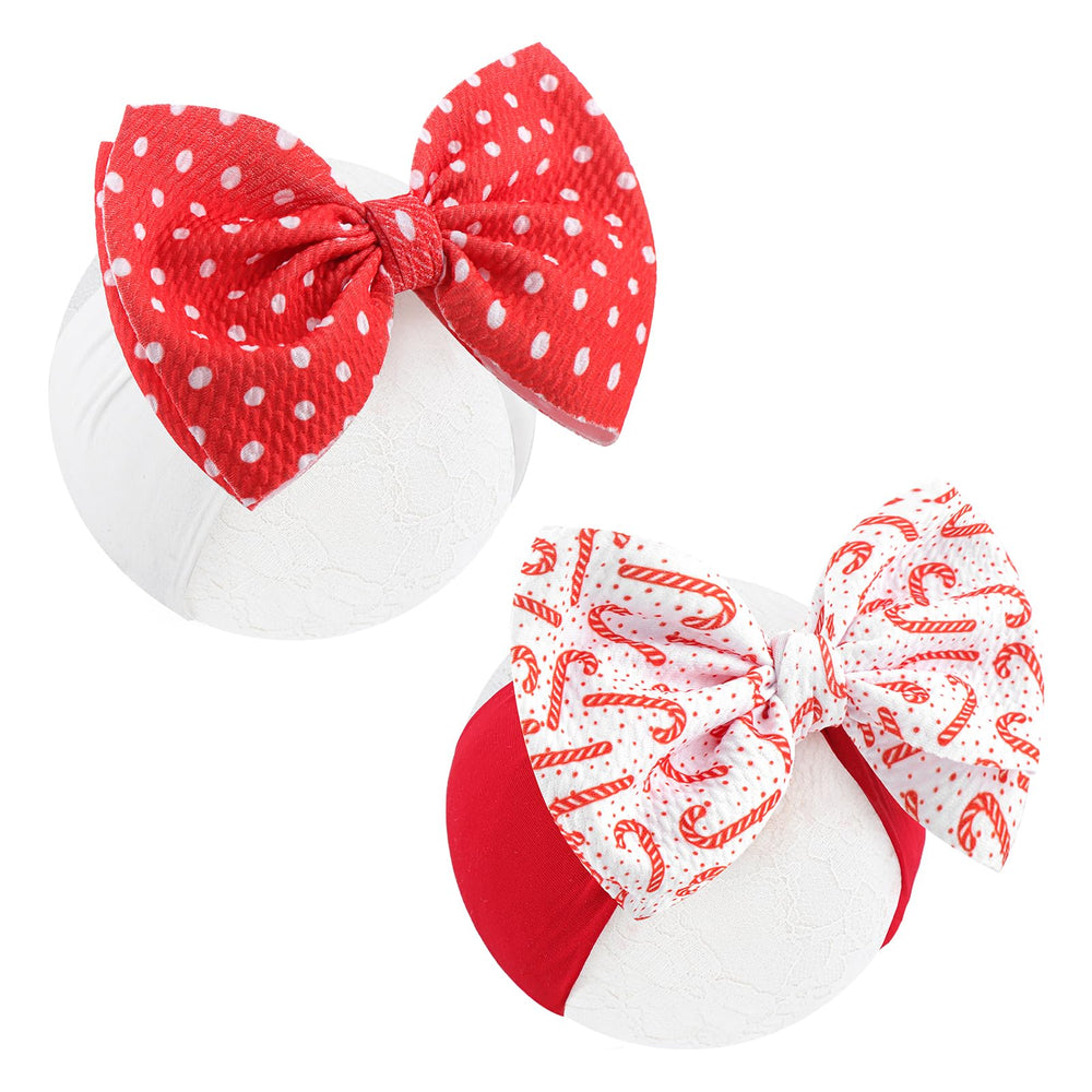 Lanmerry Santa Bow Headband in red for festive photos and outfits.
