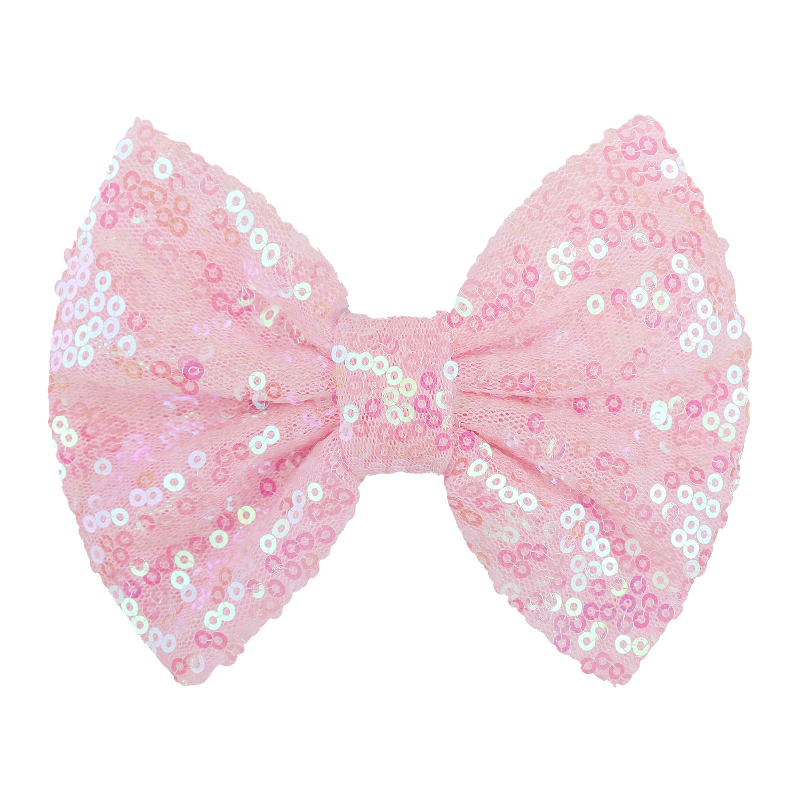 Lanmerry sequin bow clip 5-inch pink adds sparkle for daily wear