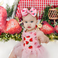 Lanmerry strawberry pattern bow adds playful charm to daily outfits.