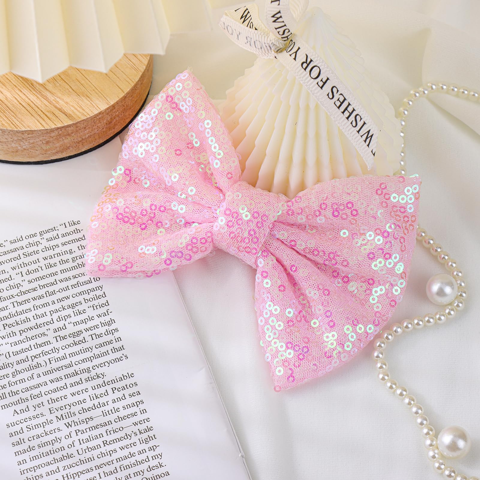 Lanmerry 5-inch pink bow clip suitable for teens and women’s hairstyles