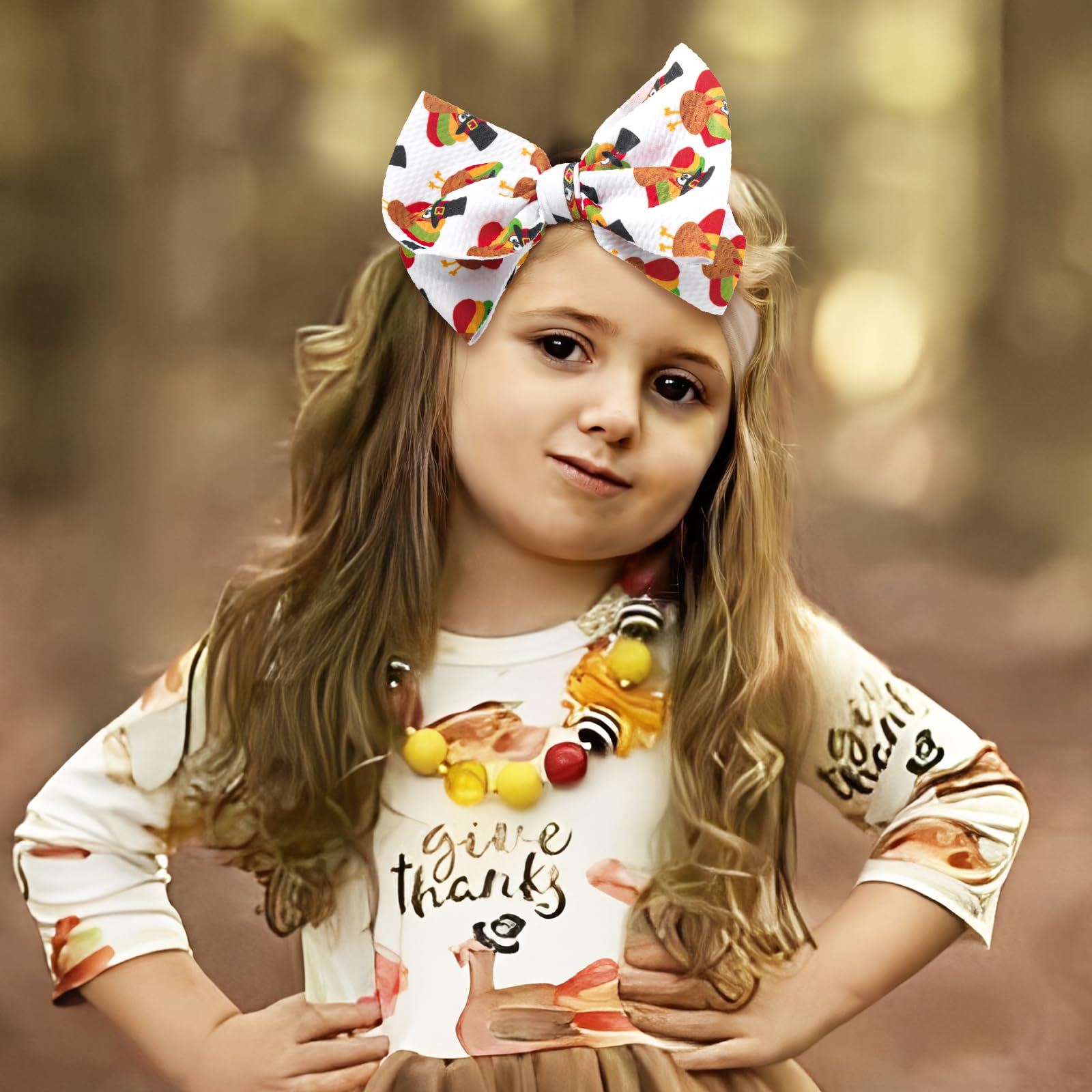 Lanmerry turkey headband in two patterns for adorable festive photos.