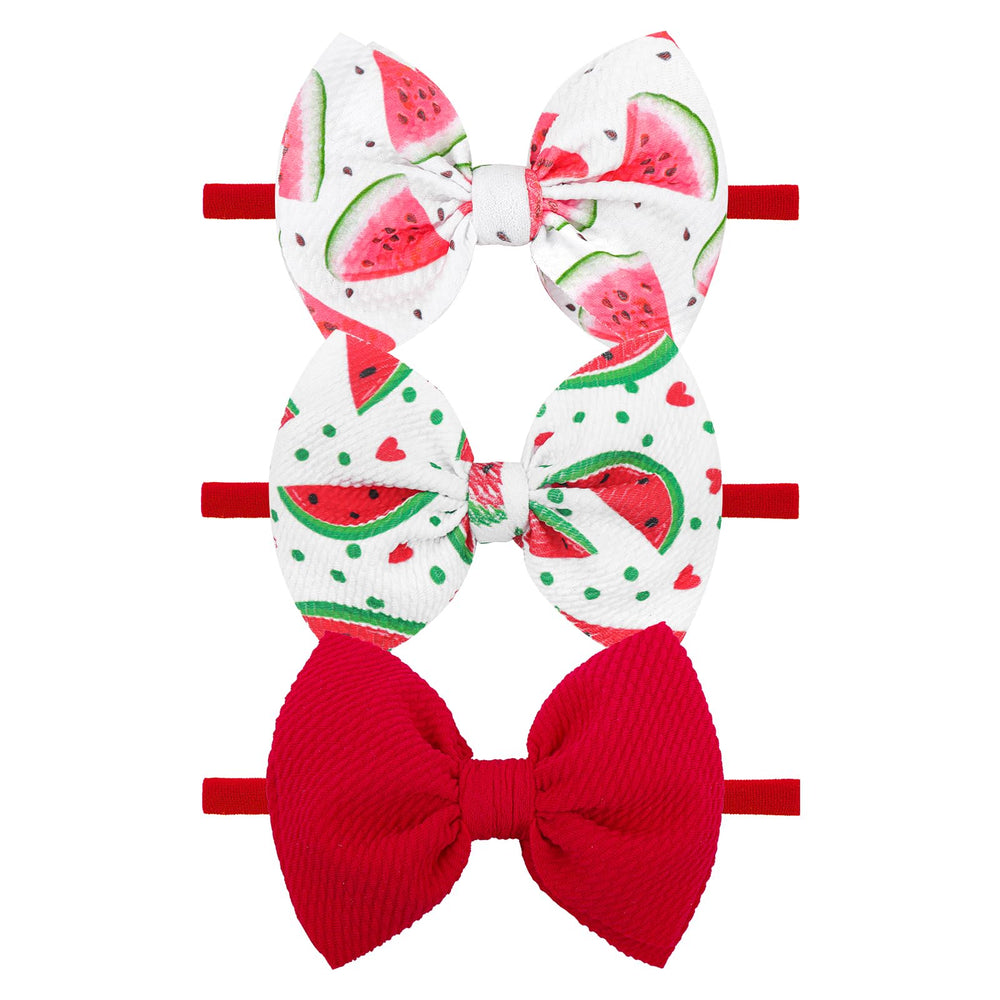 Lanmerry watermelon hair bows on a soft headband for sunny day wear