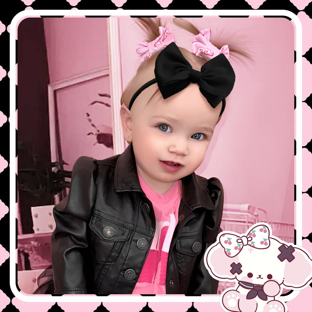Lanmerry white baby bow headband adds classic charm to newborn outfits.