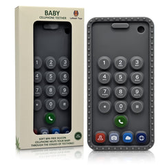 LaNoah Toys baby cellphone teether packaging closeup showing safe, ready-to-use relief for teething