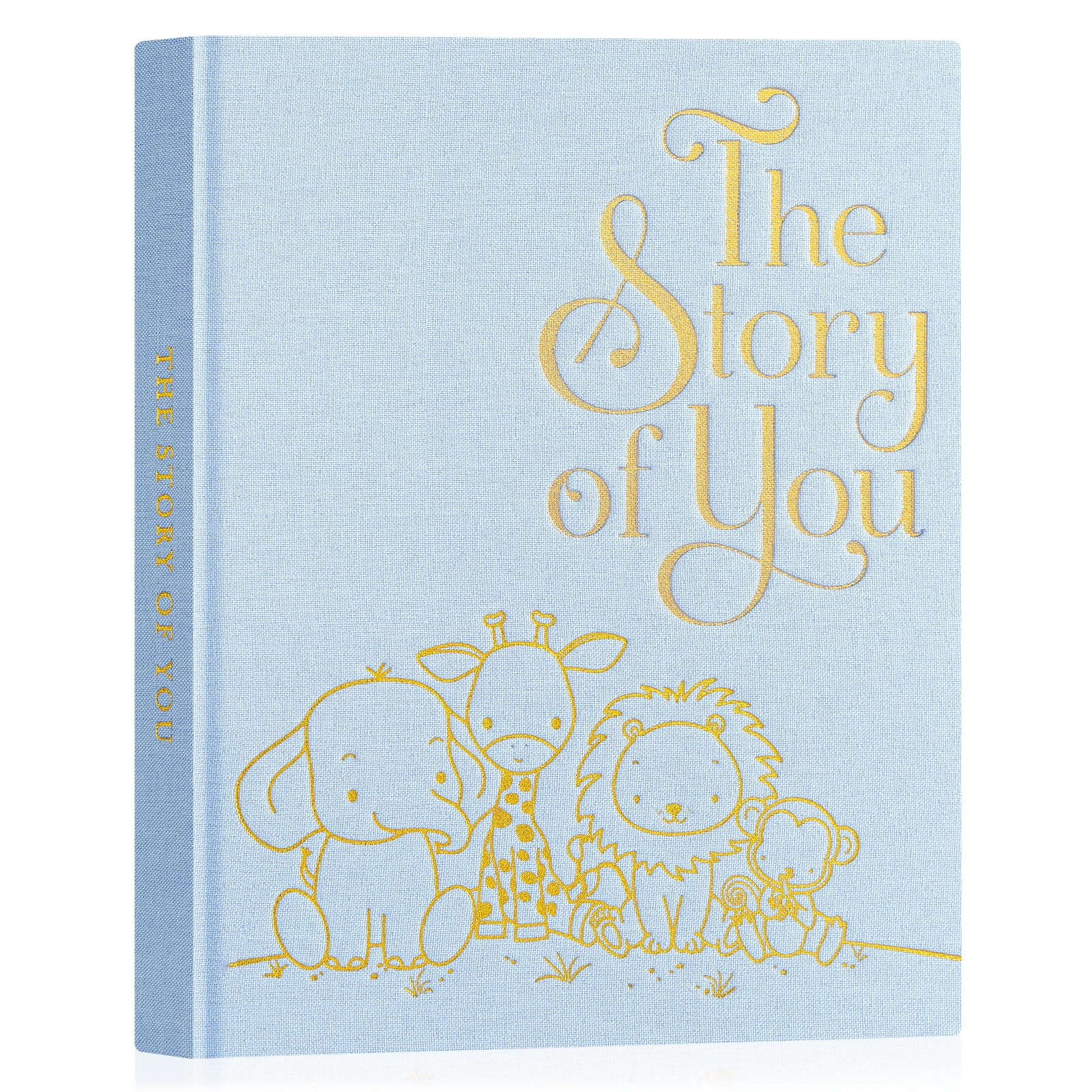 Lanpn baby memory book with blue cover, a stylish keepsake for newborn memories.
