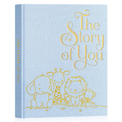 Lanpn baby memory book with blue cover, a stylish keepsake for newborn memories.