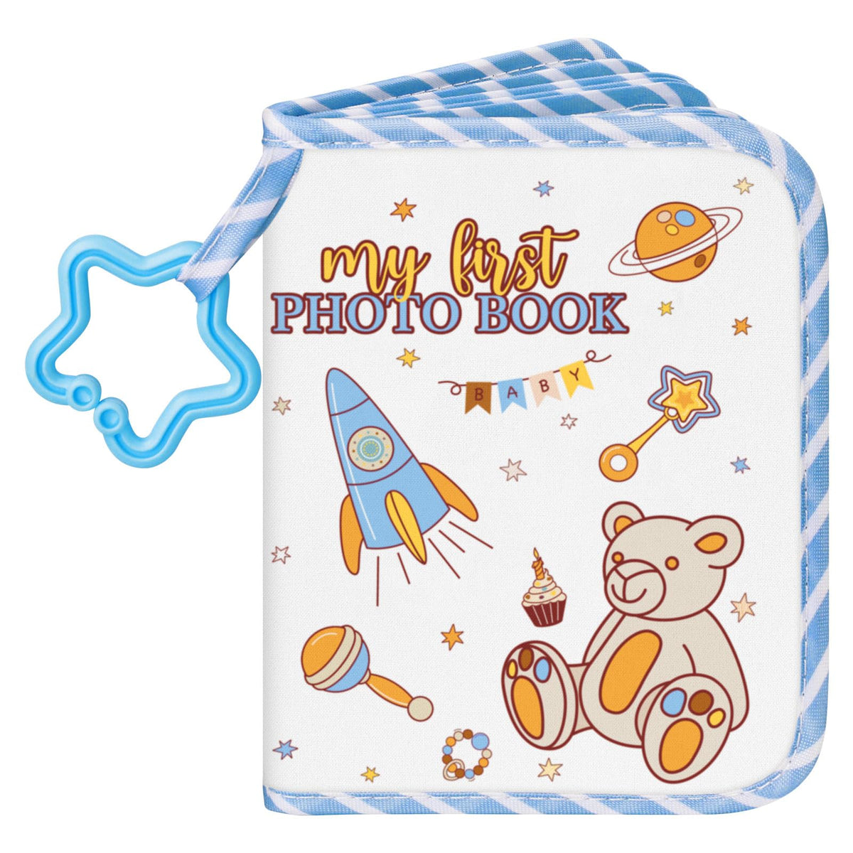 Lanpn baby photo album with 17 slots for personalized keepsakes.